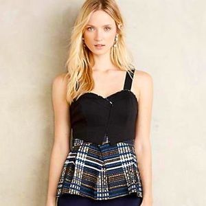 ANTHROPOLOGIE NATHALIE PEPLUM TOP BY DELETTA SZ S